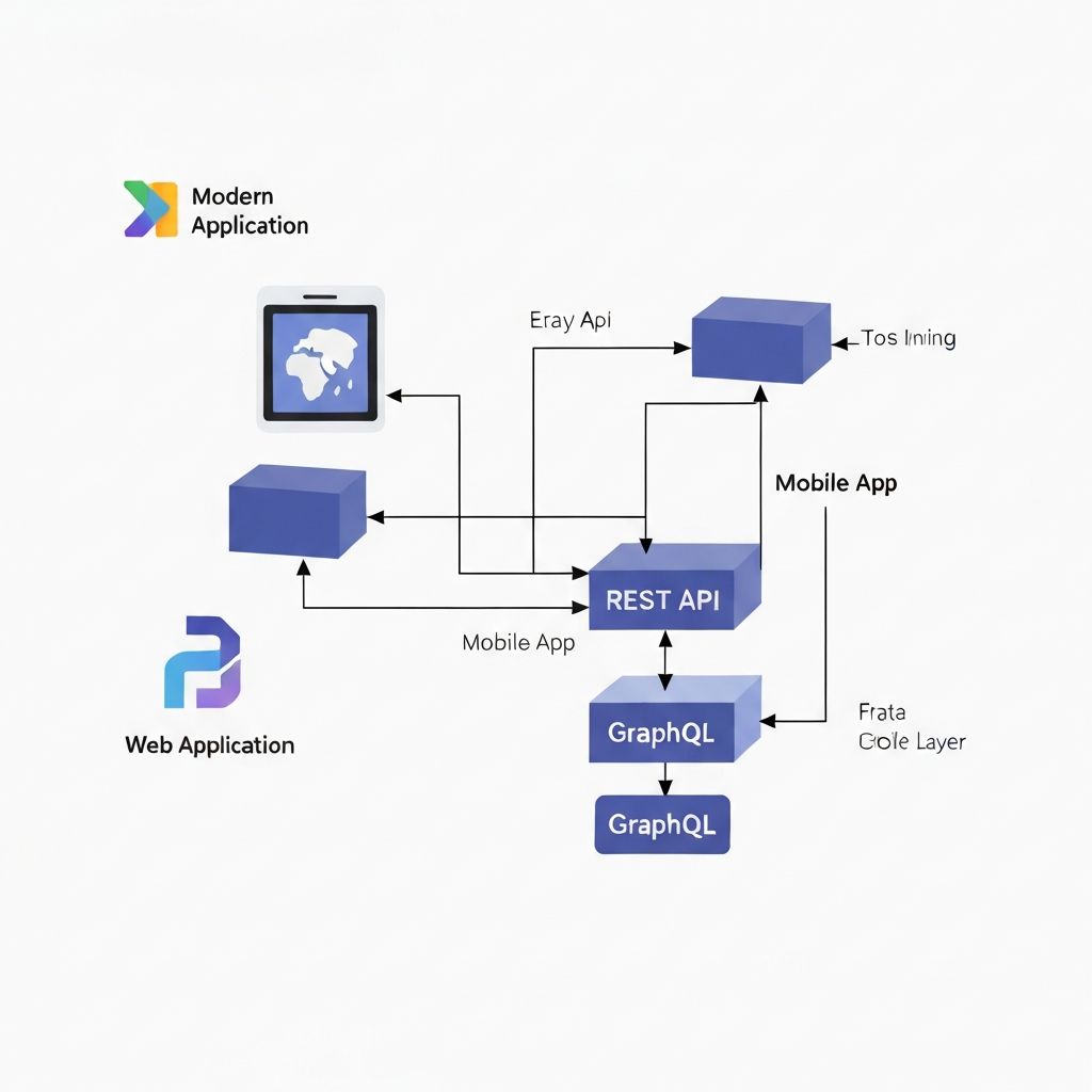 Presentation layer architecture showing web app, mobile app, APIs and webhooks